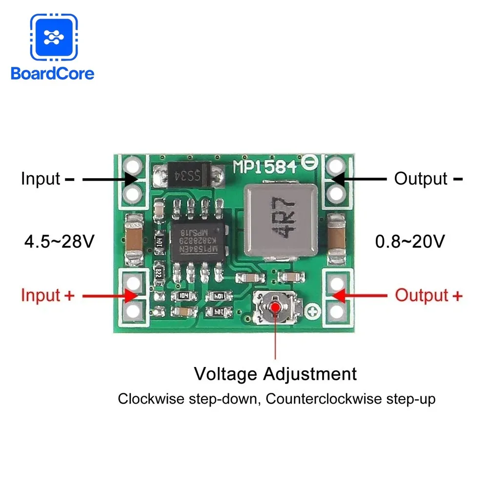 1-10pcs MP1584EN DC-DC Buck Converter 3A Adjustable Module 4.5-28V to 0.8-20V Step-Down Power Supply for Arduino Replace LM2596 image 2