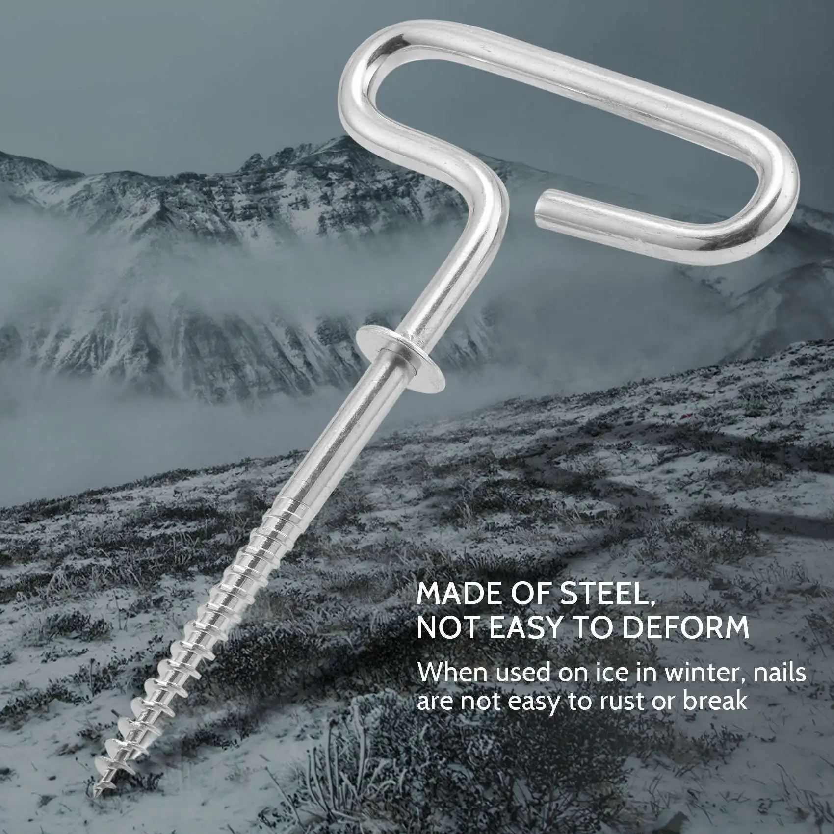 

AZ-Ice Fishing Shelter Anchor Ice Shanty Anchor Outdoor Camping Tent Threaded Tent Peg Winter Steel Ice Tent Accessories