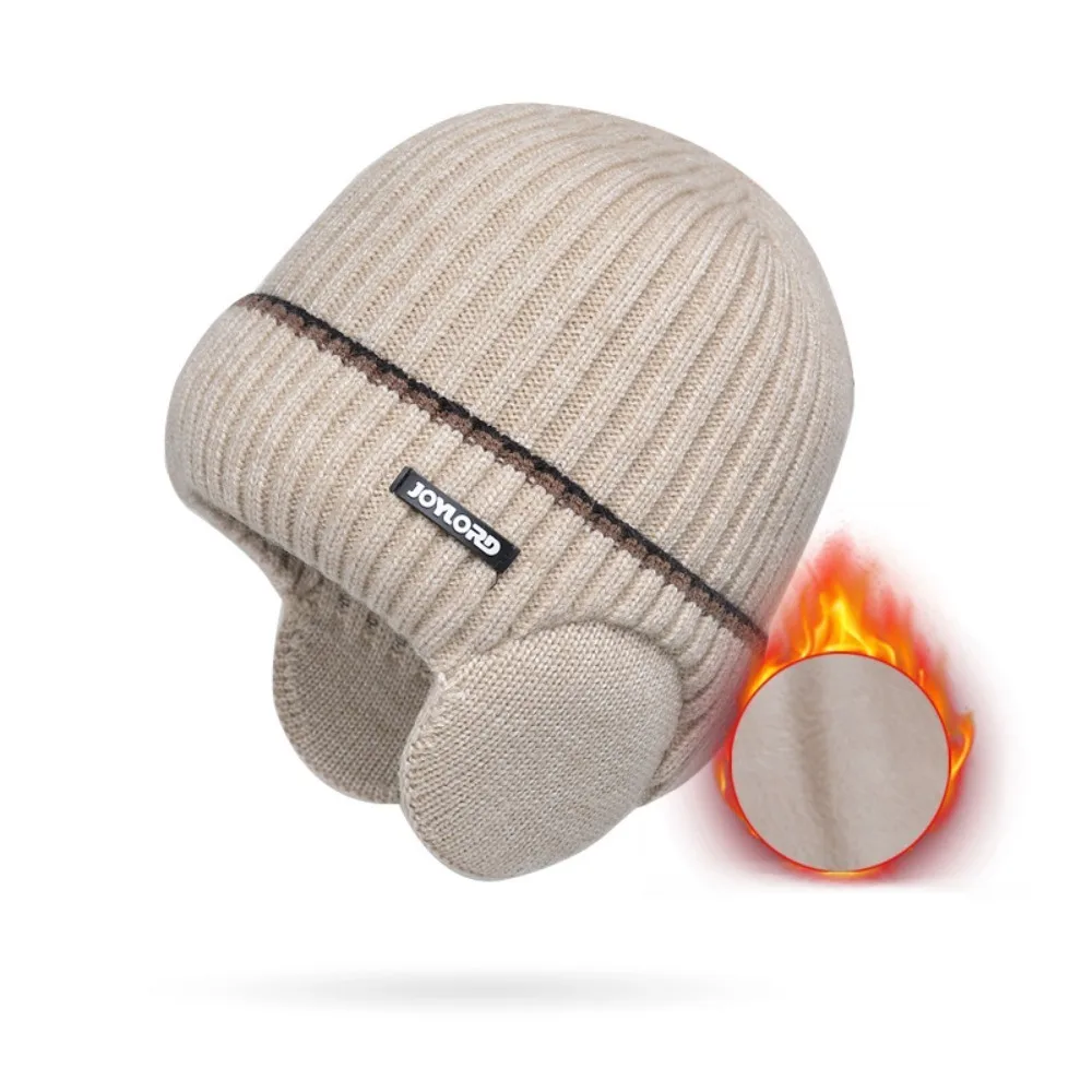 

Модная утолщенная вязаная шапка с наушниками, теплая защитная шапка для ушей, мягкая ветрозащитная пуловерная шапка для спорта на открытом воздухе