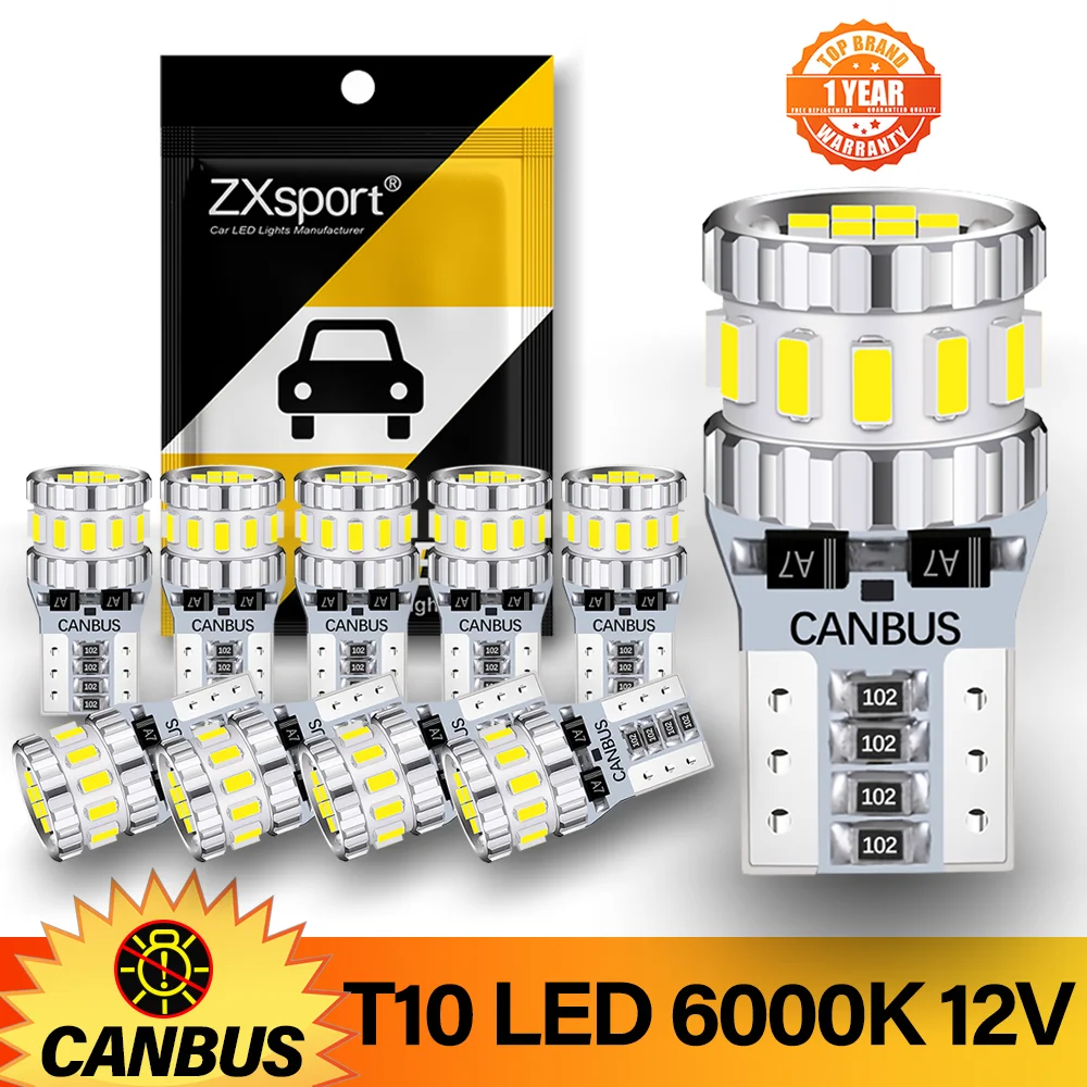 10/4/2/1PCS W5W LED T10 Canbus Light Bulb Car Parking Position Clearance Lights Interior Map Dome Reading License Plate Lamp 12V