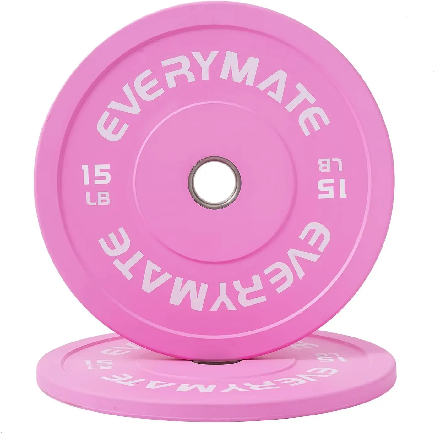 Pink Weight Plates 15LB Pair Bumper Plates Grip Weight Plates for Strength Training & Crossfit Steel Inserts Weight Plates