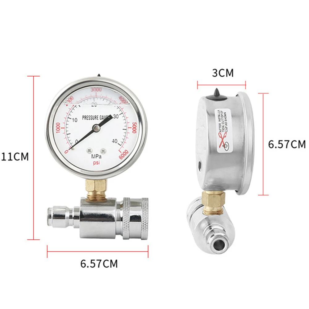 Car Gauge Pressure Gauge Pressure Class 2.5 Accuracy Connect Copper PSI Resistance Socket Stainless Steel Gauge