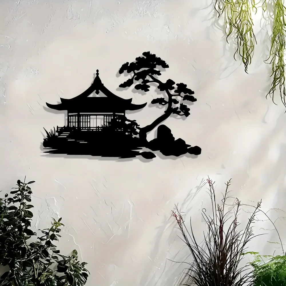 1pc Torii Gate Metal Wall Art Iron Japanese Garden Wall Decor Zen Style Wall Hanging Plaque Outdoor Courtyard Decor