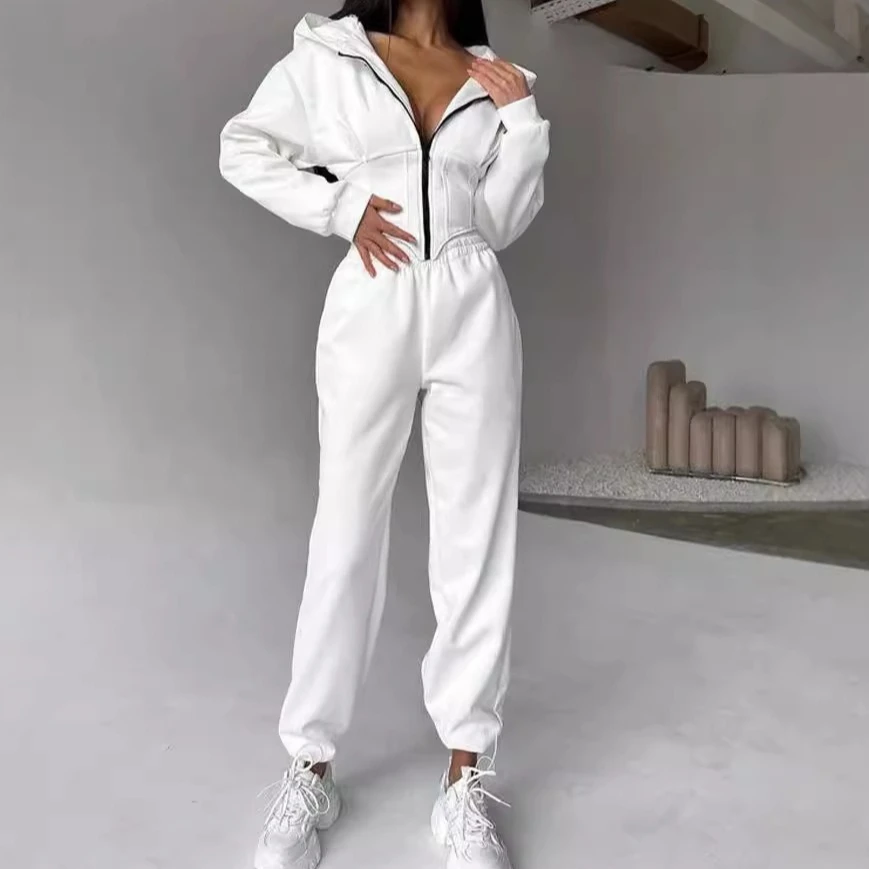 Two Piece Sets Women Pant Set Tracksuit Jogger Y2k Sweatshirts Autumn Winter Sports Elastic Waist Streetwear Pants Matching Sets