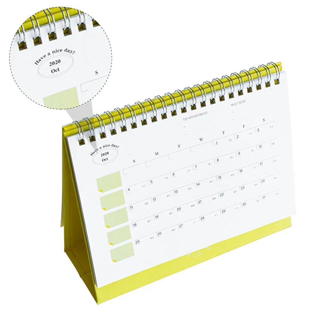 

Coil Binding 2021 Desktop Standing Calendar Self-Standing Design Paper Lightweight For Home Office School