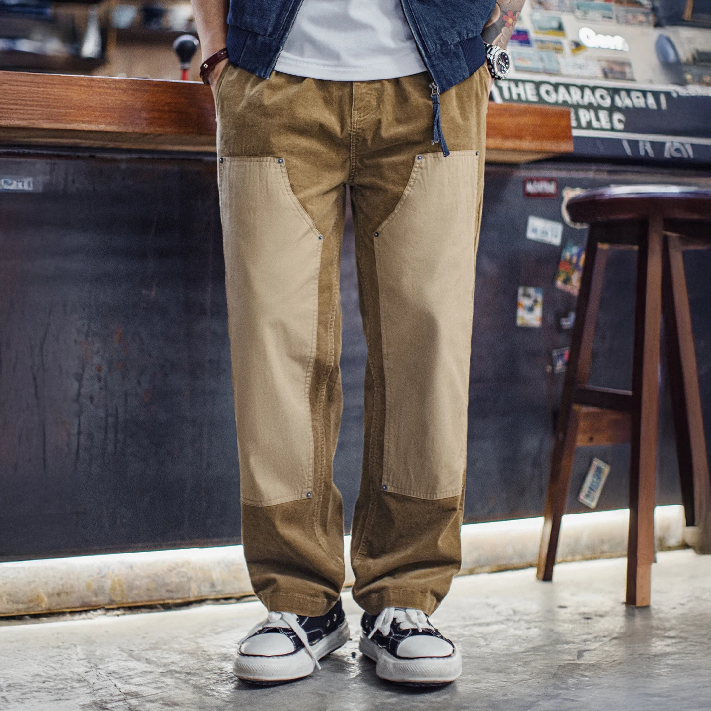 

Maden Men's Winter Corduroy Pants Warm Straight Leg Casual Trousers Thick Soft Khaki Corduroy Bottoms Autumn Winter Daily Wear