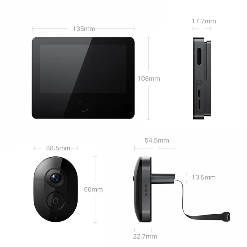 Xiaomi Smart Cat Eye 2 WiFi Wireless Camera with Doorbell Night Vision 180 Wide Nngle Chinese Version for  Mi Home APP CN Region