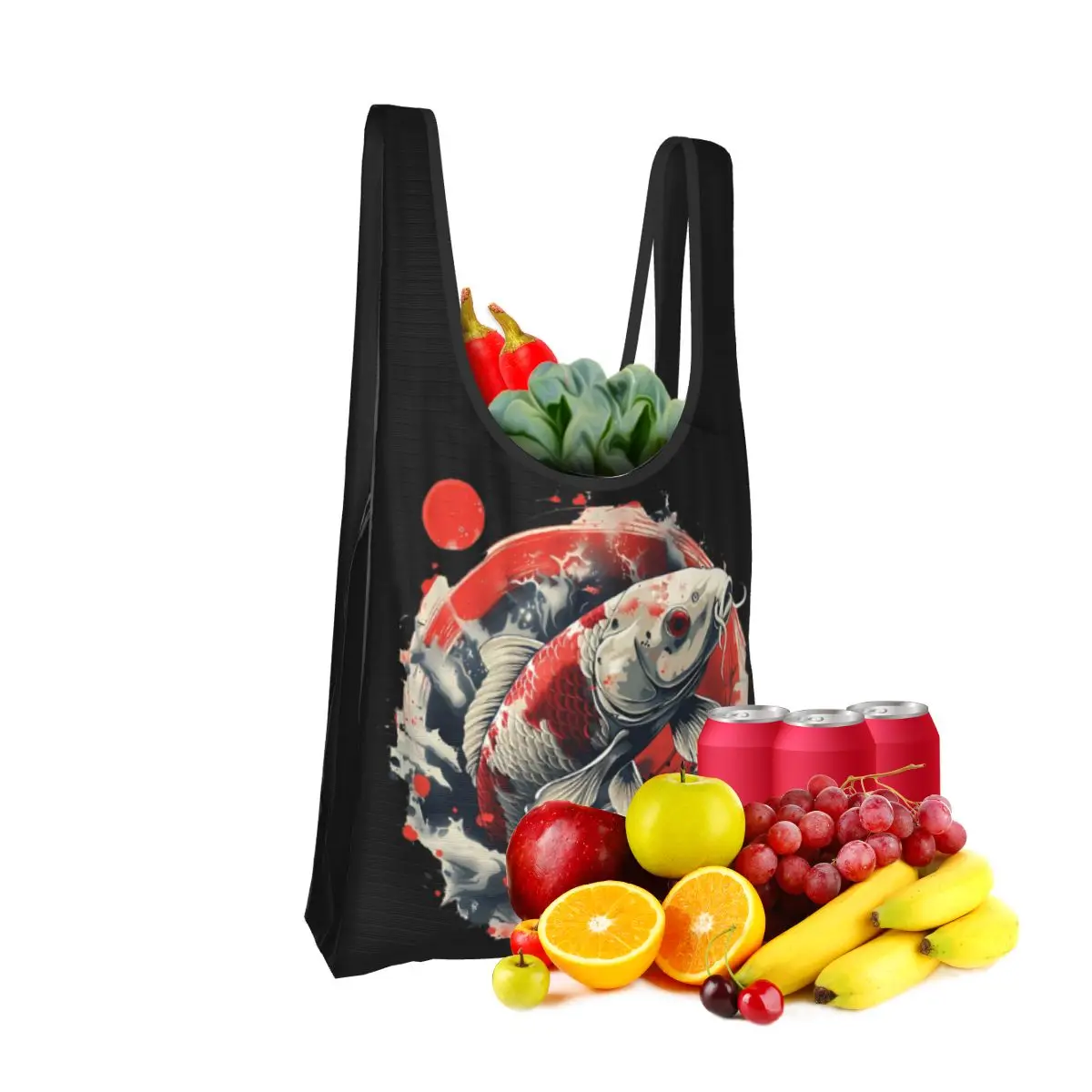 

Koi Rising Сумка для покупок Портативные сумки-тоут Складная сумка-шоппер на плечо Сумка для продуктов