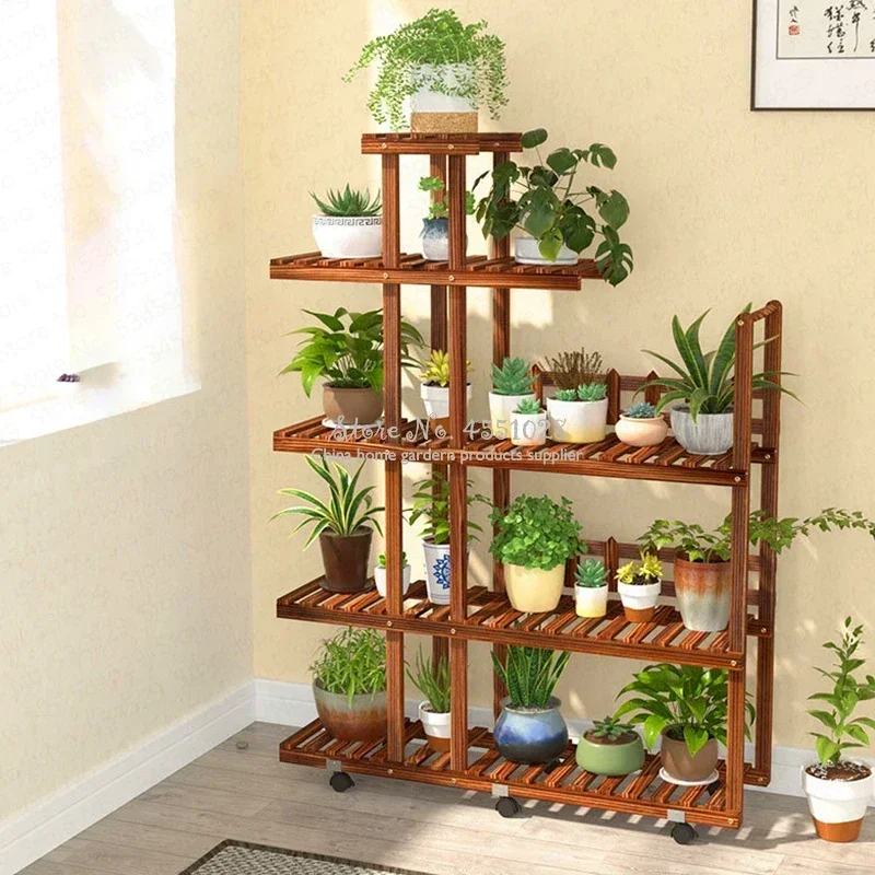 Last One Wood Flower Rack Plant Stand Shelves Bonsai Display Shelf  Indoor Yard Garden Patio Balcony Flower Stands Plant Shelves