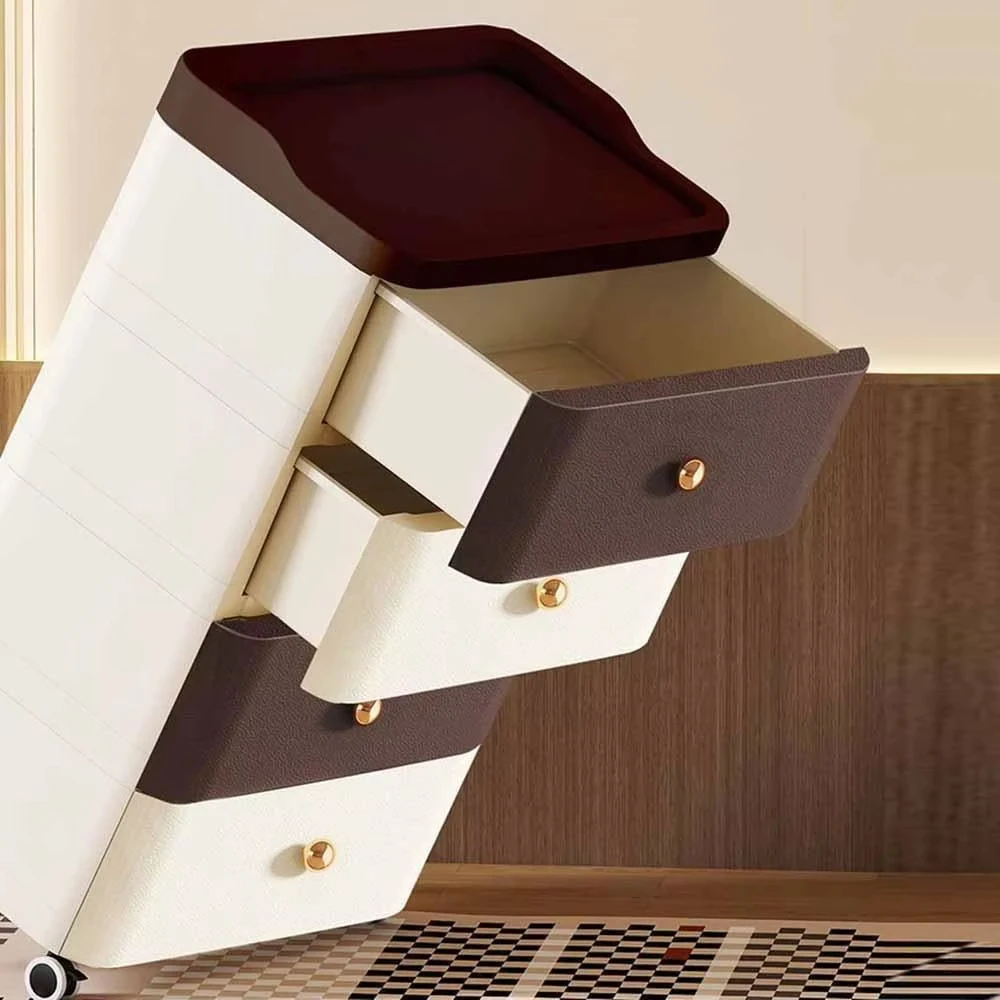 #Plastic Three-layer Foldable Stackable Storage Drawers Cabinet Contemporary Design Durable Eco-Friendly Bedroom Living Room