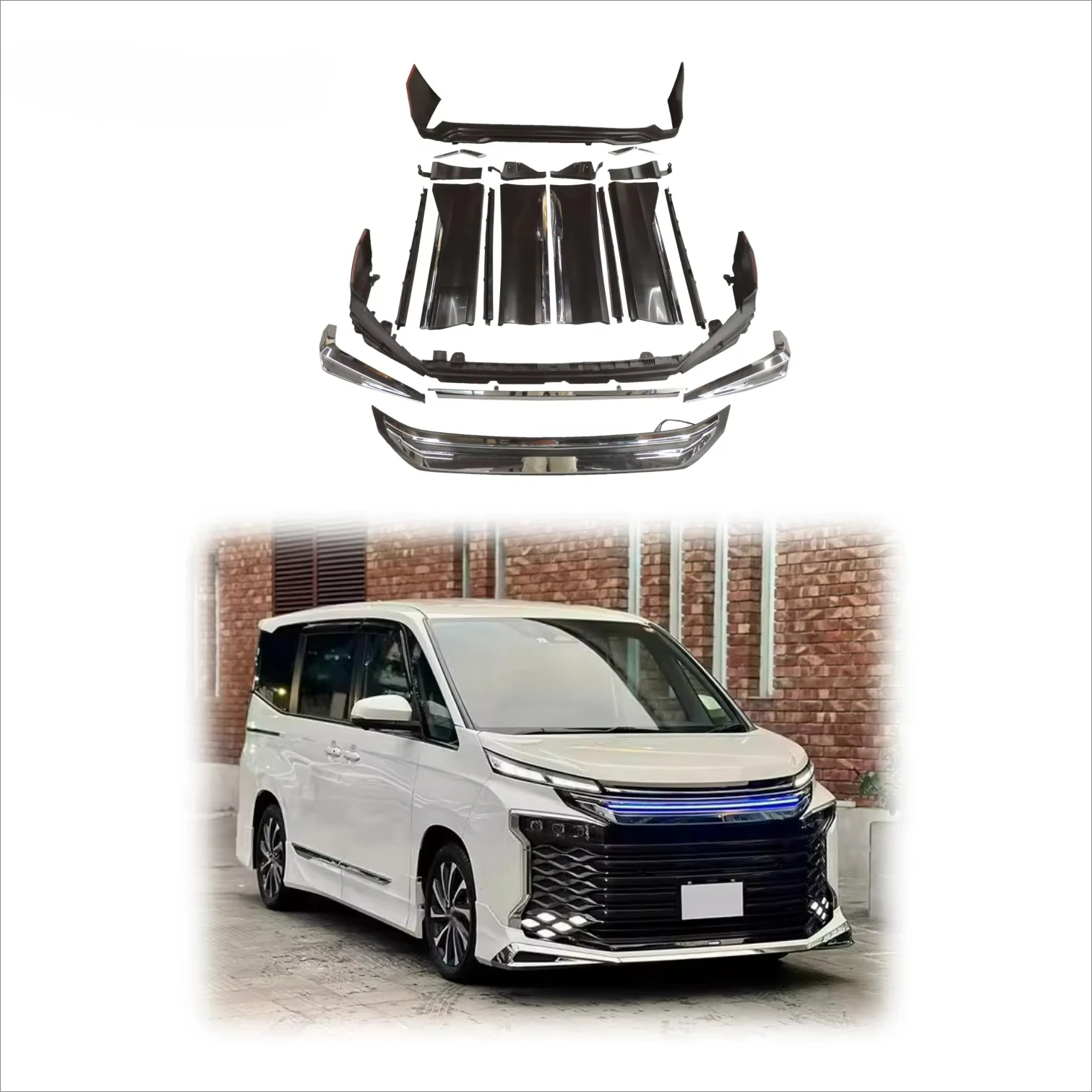 

Новое поступление 2025 года для Toy-ota Voxy 90series 2022, обновление для модели-lista Monalisa Bodykit, аэродиффузор, боковая юбка, светодиодная решетка, губы