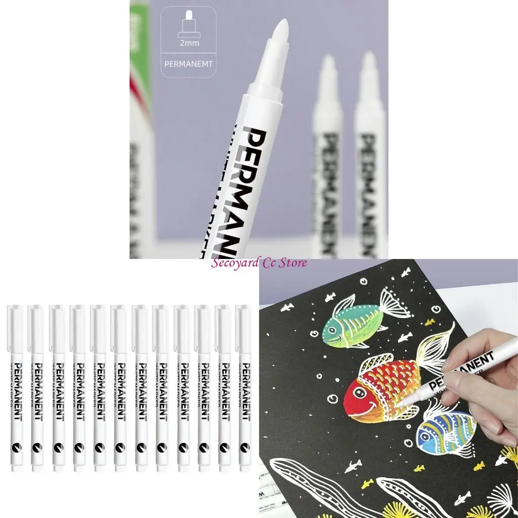 

N3UC White Permanent Marker White Paint Pen 0.2mm Tip Quick Drying Water Resistant