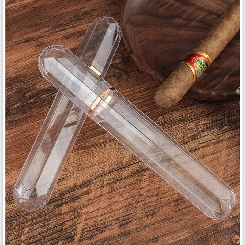 Acrylic Travel Cigar Tube Fashion Humidor Holder Cigar Case Portable Storage Clear Storage Box Cigar Accessories