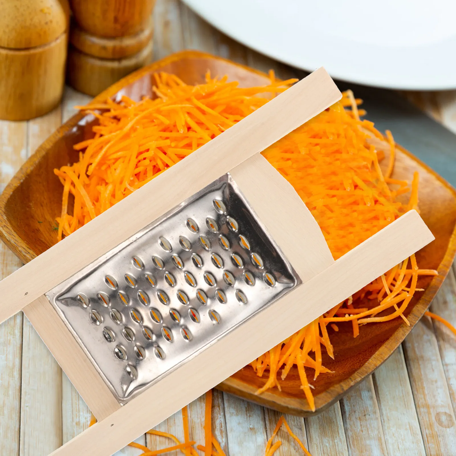 Premium Stainless Steel Hand Grater with Wooden Handle Wear-Resistant Teeth Non-Clog Design for Home Restaurant Hotel Use