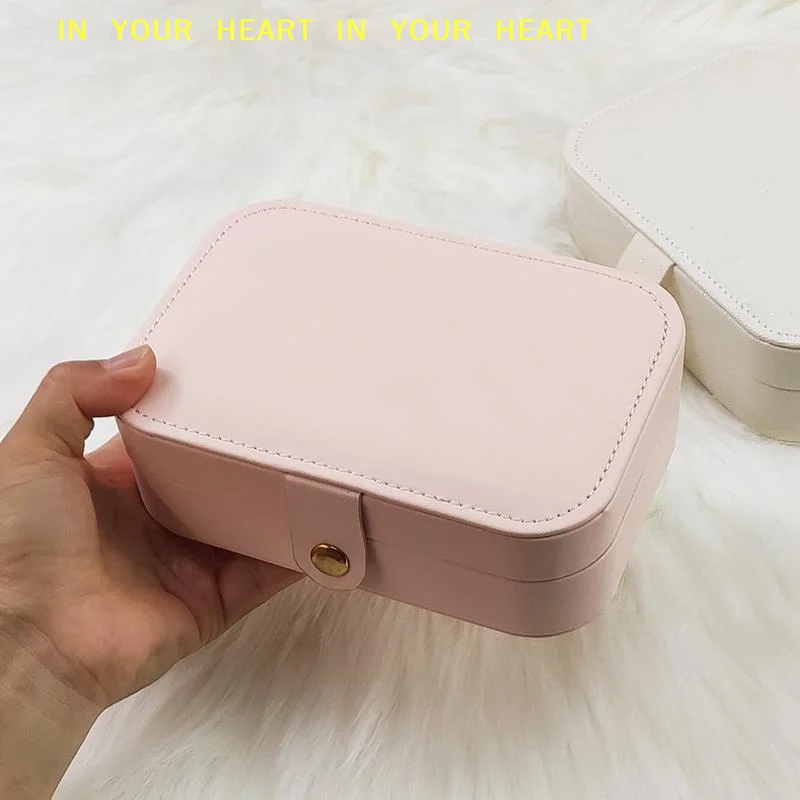 【X】Button Leather Storage Zipper Jewelers Joyero Portable Jewelry Box Jewelry Organizer Display Travel Jewelry Case Boxes