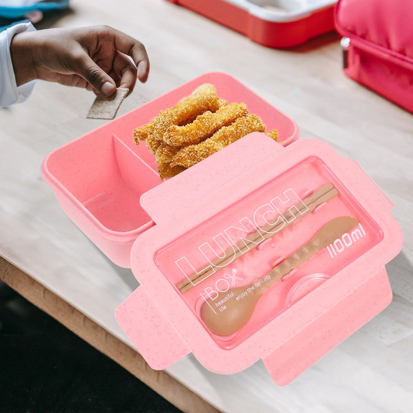 

2Sets Portable Lunch Box Leak-Proof Compartment Food Container Reusable Bpa-Free Adult Lunch Container