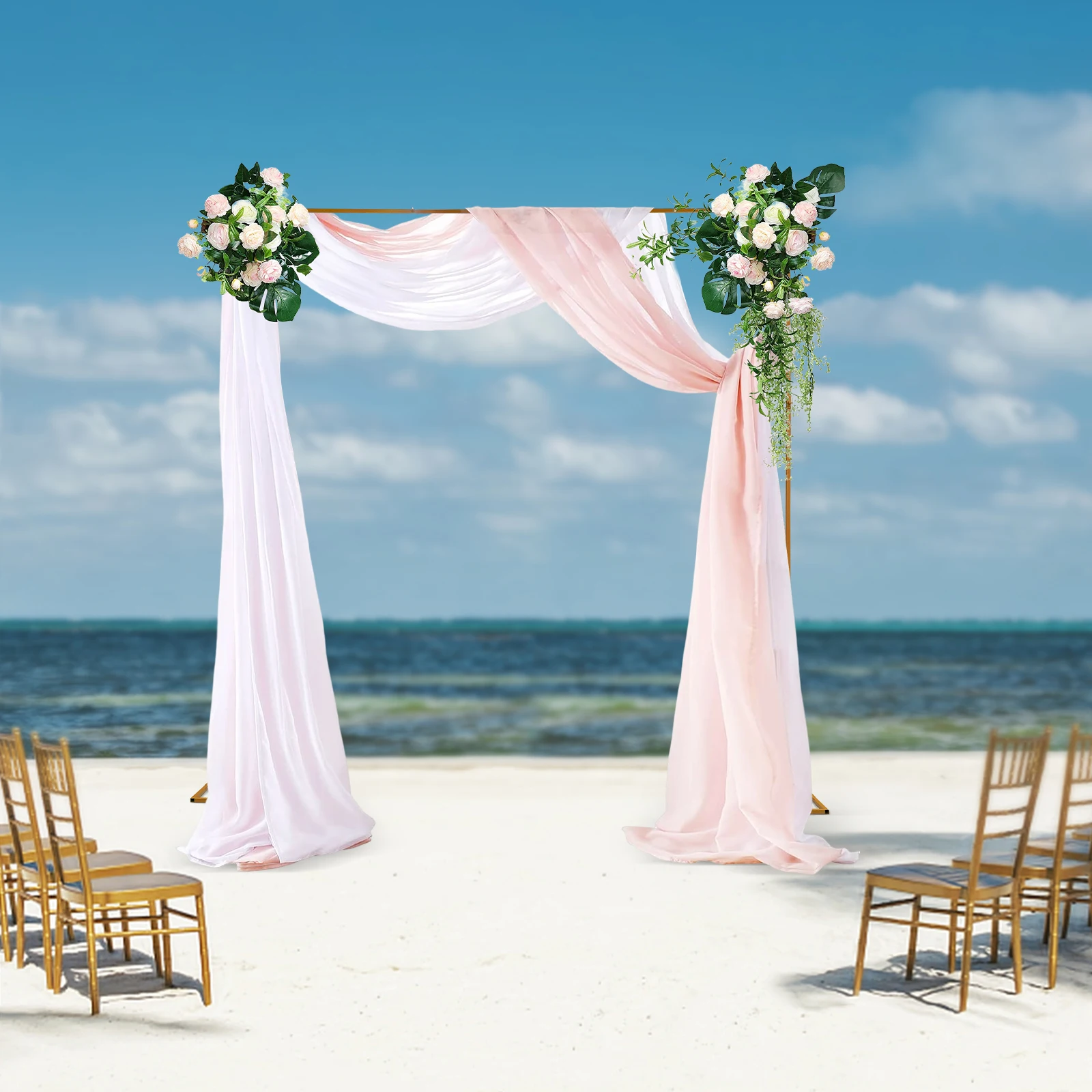 9.8FTx9.8FT Square Backdrop Stand Yellow Wedding Arches for Ceremony Rectangular Metal Balloon Arch Stand Adjustable Garden