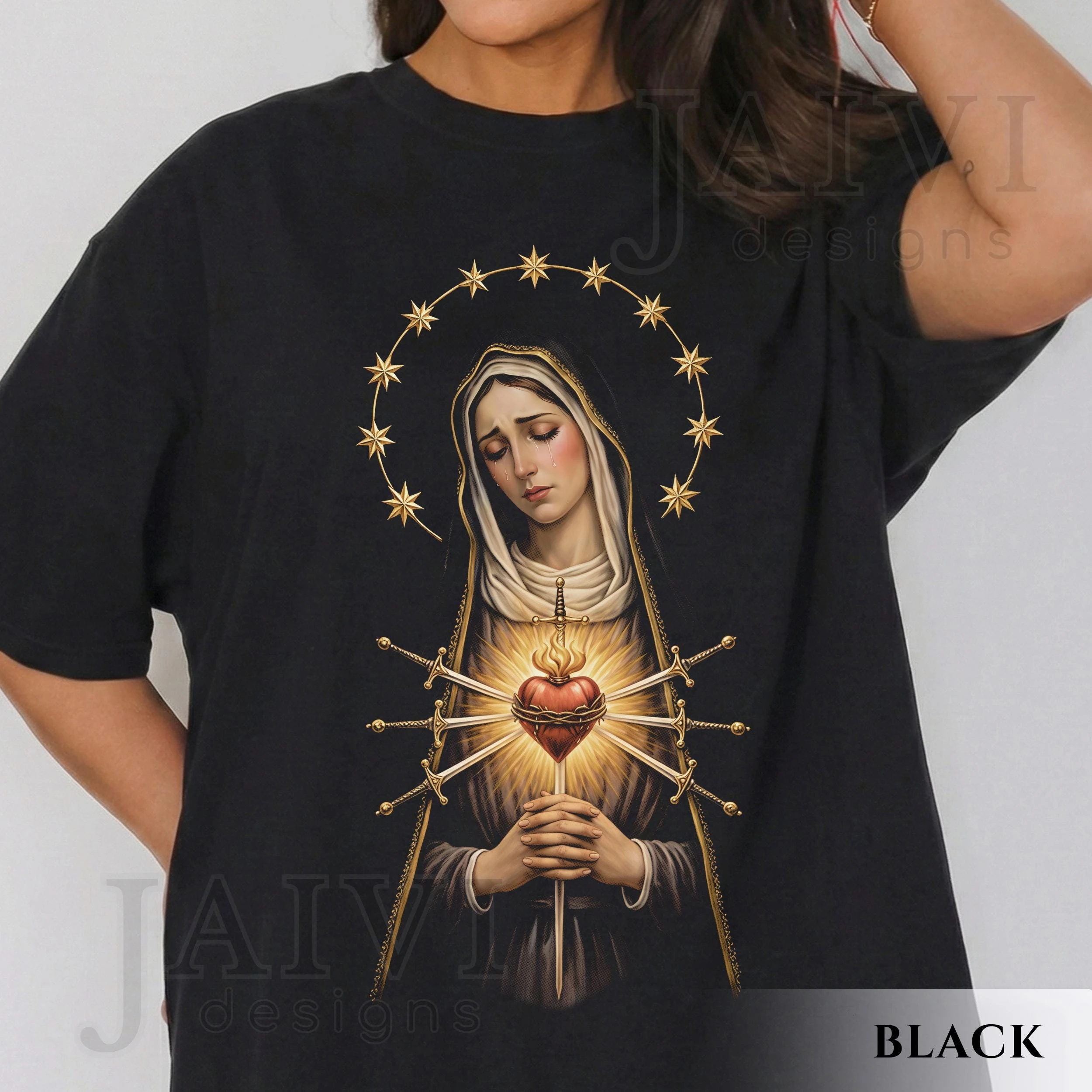 Our Lady of Sorrows Shirt, Mater Dolorosa Sacred Heart Tee, Vintage Religious Art, Catholic Gift for Women and Men