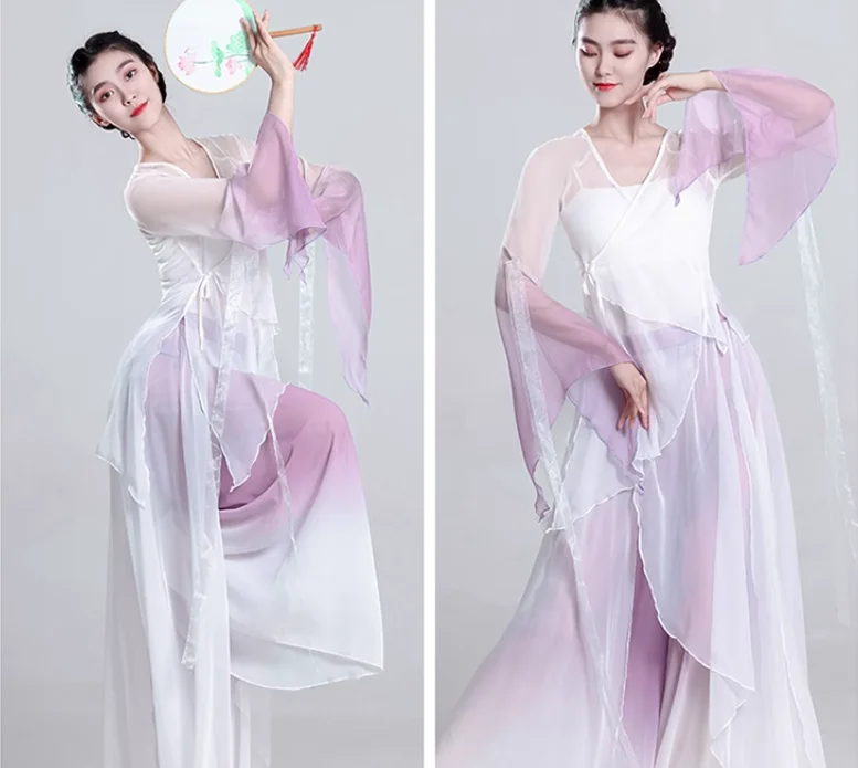 Costumi di danza classica, costumi di pratica di danza moderna cinese, gonne oscillanti a scialle