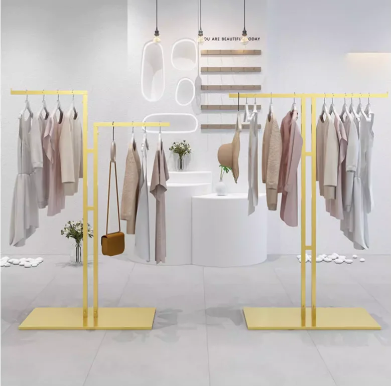 HangerClothing Store Display Rack Floor-to-ceiling Wrought Iron Middle Island Rack Display Clothing Rack Live Stream Display