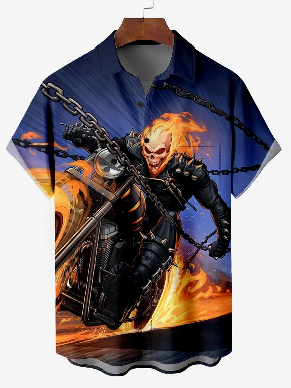 

New Vintage Horror Skull Rocker Print Shirts For Men Gothic Rockabilly Hawaiian Shirt Short Sleeve Top Harajuku Ropa Hombre