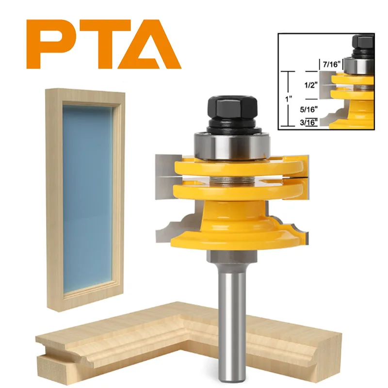 

1pc 8mm 12mm 12.7mm Shank Glass Door Rail & Stile Reversible Router Bit Wood Cutting Tool woodworking router bits