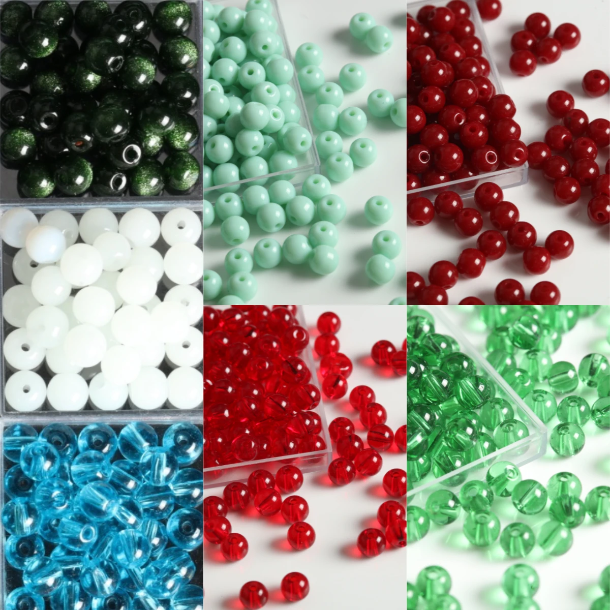 50-400pcs 6mm Glass Beads Round Loose Spacer Beads  for DIY Bracelets, Beading Starter Crafts Gift Keychain Ornament Accessories