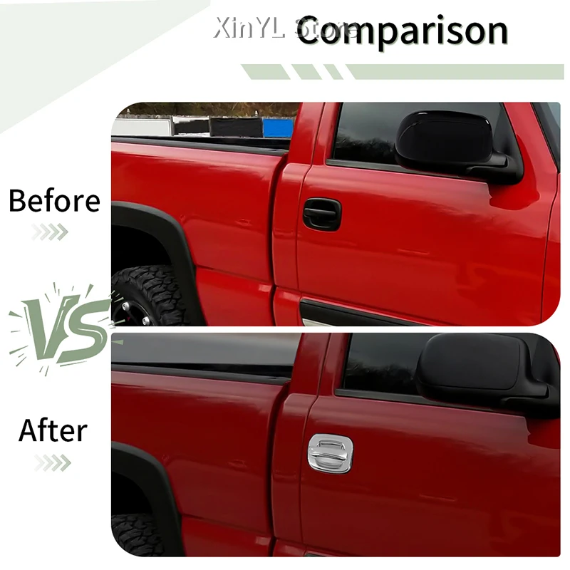 Car Door Tailgate Handle Trim Cover for Chevy Silverado for GMC Sierra for Tahoe 1999-2006 Chrome Car Exterior Accessories