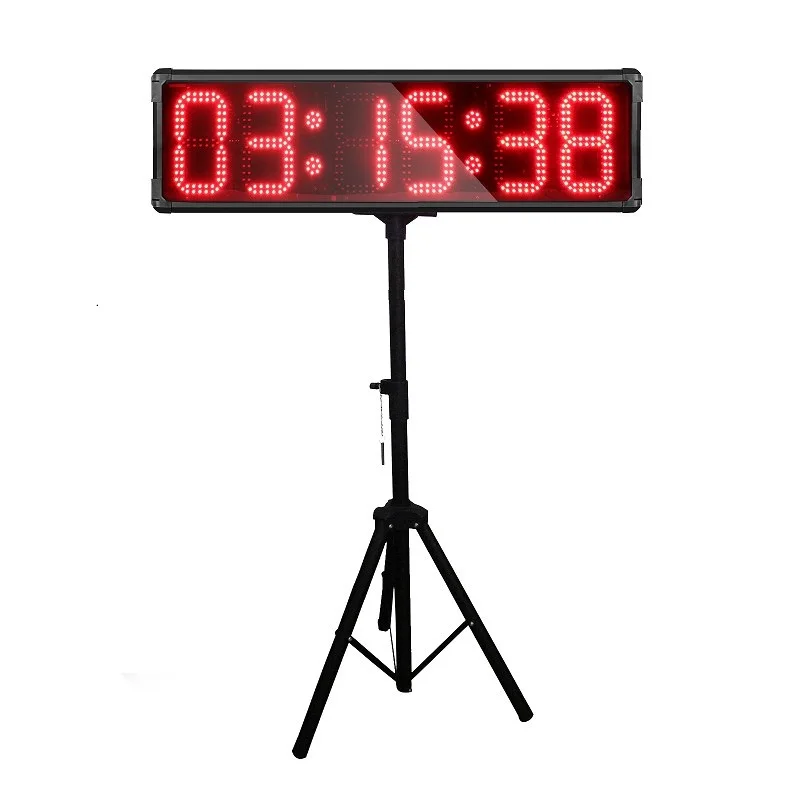 

Outdoor Used 8 Inch 6 LED Electronic Race Timing Clock Multifunctional Digital Countdown Timer for Marathon with Tripod Stand