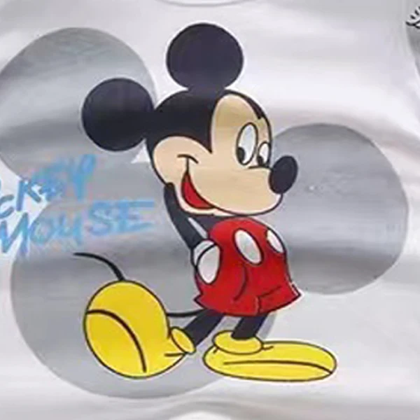 Camiseta e shorts Disney Mickey infantil, terno de manga curta, roupa de verão, agasalho para meninos e meninas, roupas para bebê, 2 peças