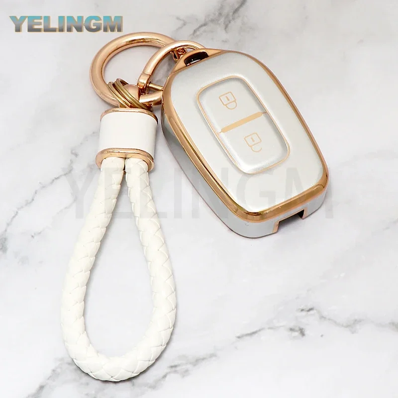 2 Buttons TPU Car Key Case Cover Shell Fob For Renault Kwid Traffic Symbol For Dacia Sandero Logan Duster Protect  Accessories