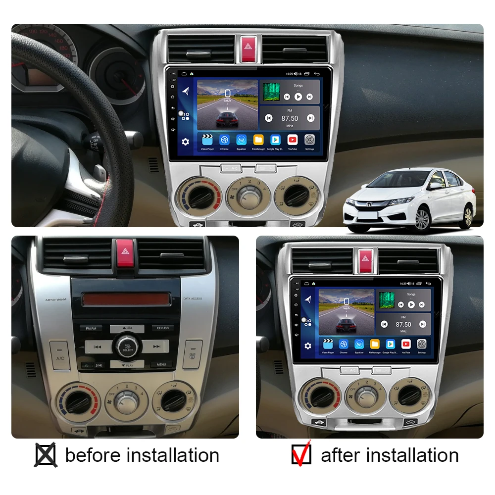 2 Din Car Radio Android Carplay Stereo For For Honda City 2008 2010 2011 2012 2013 Multimedia HD Screen Autoradio Head Unit Wifi