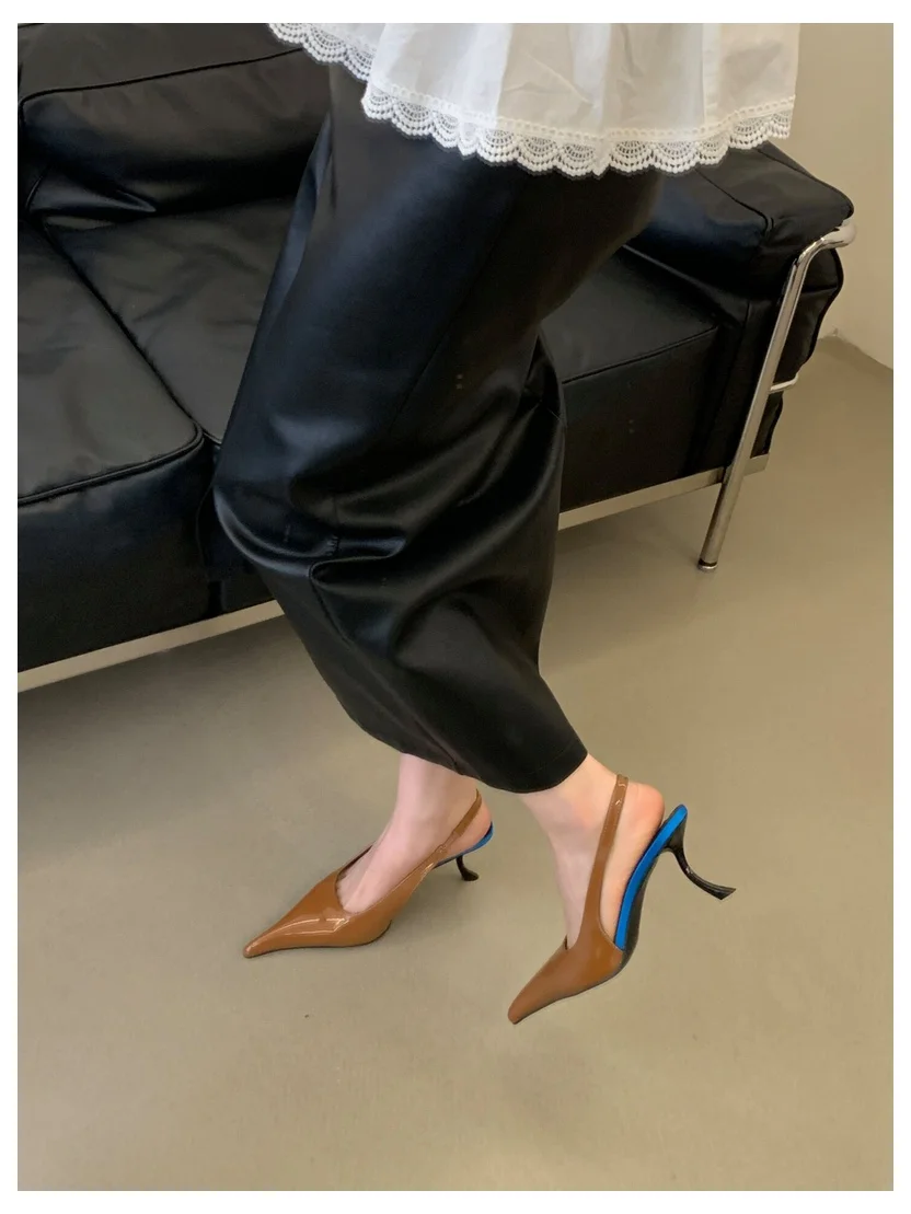 2026 SPring New Brand Pointed Toe Slingback Sandal Thin Heel Pumps Shallow Slip On Ladies Elegant Sandal Fashion Pumps For Party
