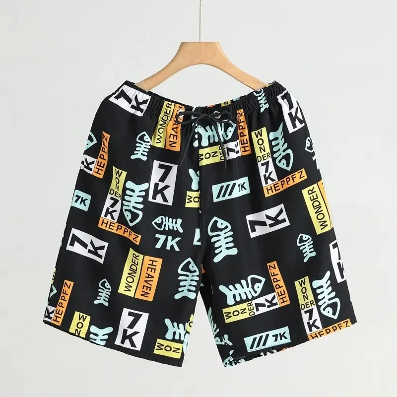 

3D Printed Ethnic Elephant Short Pants For Men Letter Graffiti Print Board Shorts Summer Beach Casual Loose Sports Swim Trunks
