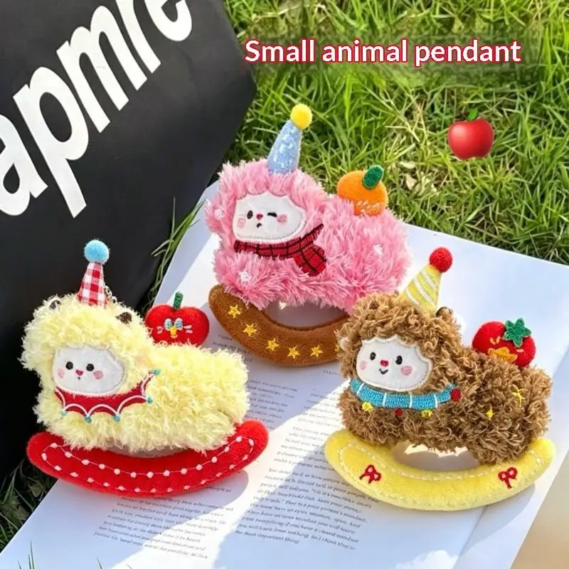 Cute Fluffy Plush Rocking Sheep Pendant With Lovely Party Hat Design For Backpack Decor Kids Small Gifts