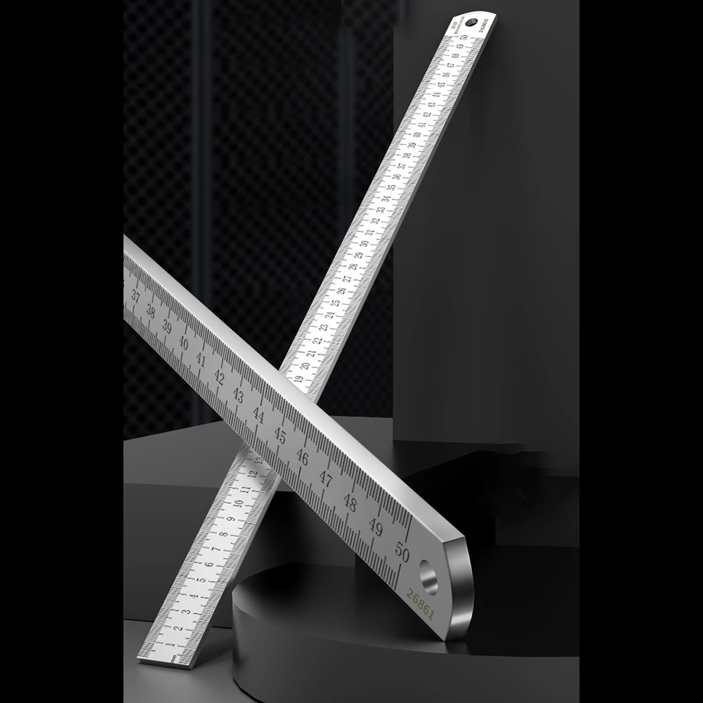 Multipurpose steel measuring ruler 0300mm 0500mm with wrench and double scale design hardened manganese steel tool
