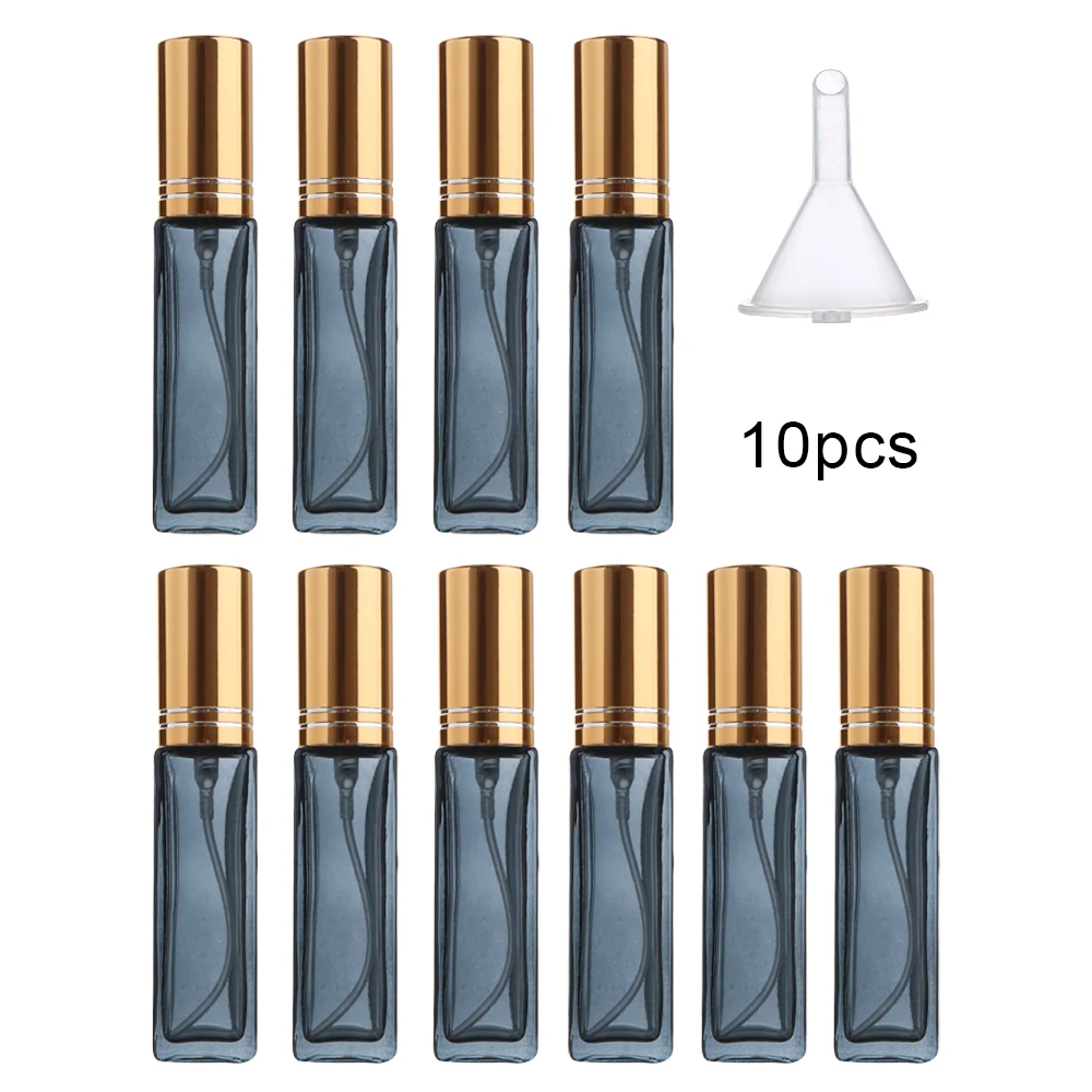 

10/20Pcs 10ml Press-Type Square Dark Blue Perfume Spray Bottles, Thick Glass , Durable, Suitable for Perfume Decanting, Reusable