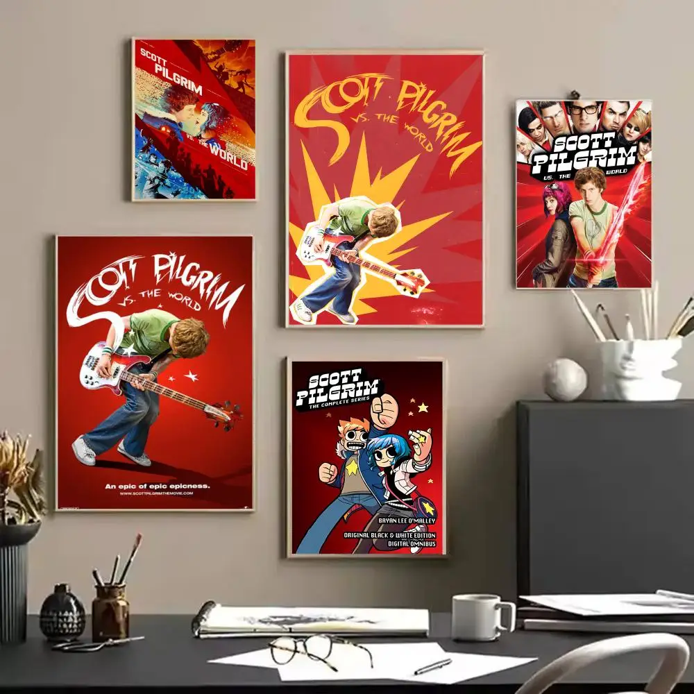S-Scott Pilgrim vs the World Poster Stickers HD Waterproof Painting Wall Art for Bedroom Living Room Home Decor Decoration Gift