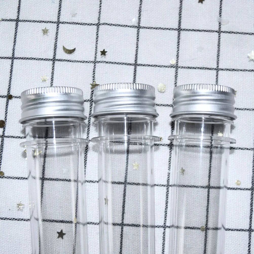 20pcs 40Ml Clear Plastic Test Tubes Pet Cylindrical Containers Screw Caps For Science Experiments Storage Craft Decoration Party