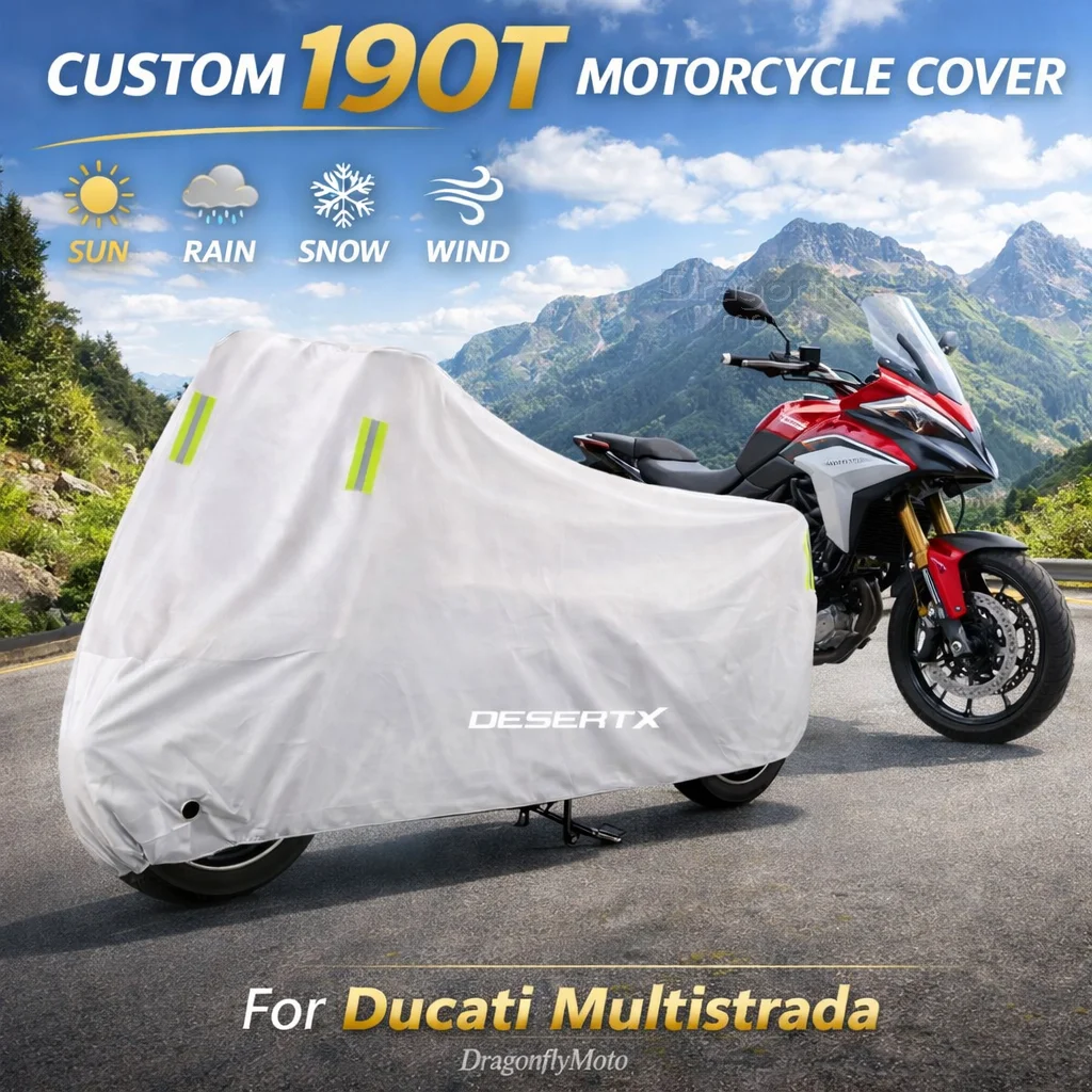

For Ducati Desert-X DesertX Motorcycle Cover Silver Waterproof UV Rain Dust Sun Outdoor Indoor Protector