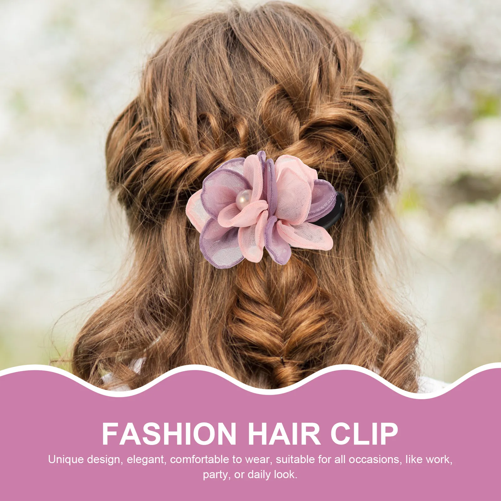 

Silk Yarn Flower Duckbill Hair Clip for Women Non-Slip Jaw Alligator Clamp Stylish Ponytail Holder for Thick Curly Straight Hair