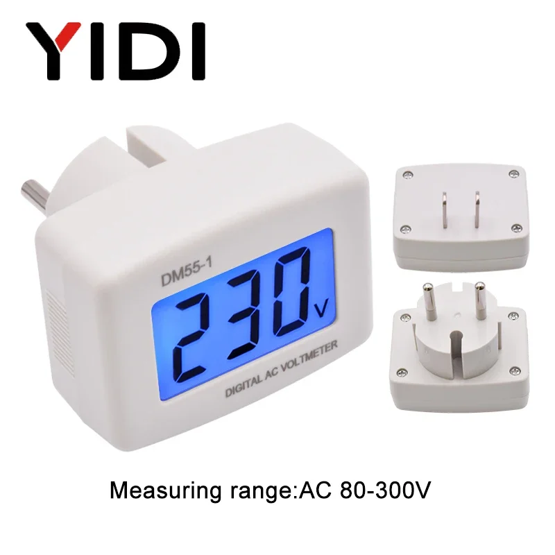 DM55-1 LCD Dispaly Panel Digital Voltmeter EU US Plug AC 110V 220V Voltage Tester Detector Monitor Socket Volt Meter for Home