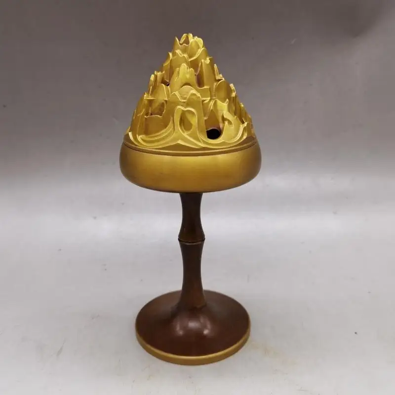 

6.6" Chinese Antique Fine Carving Brass Boshan Incense Burner