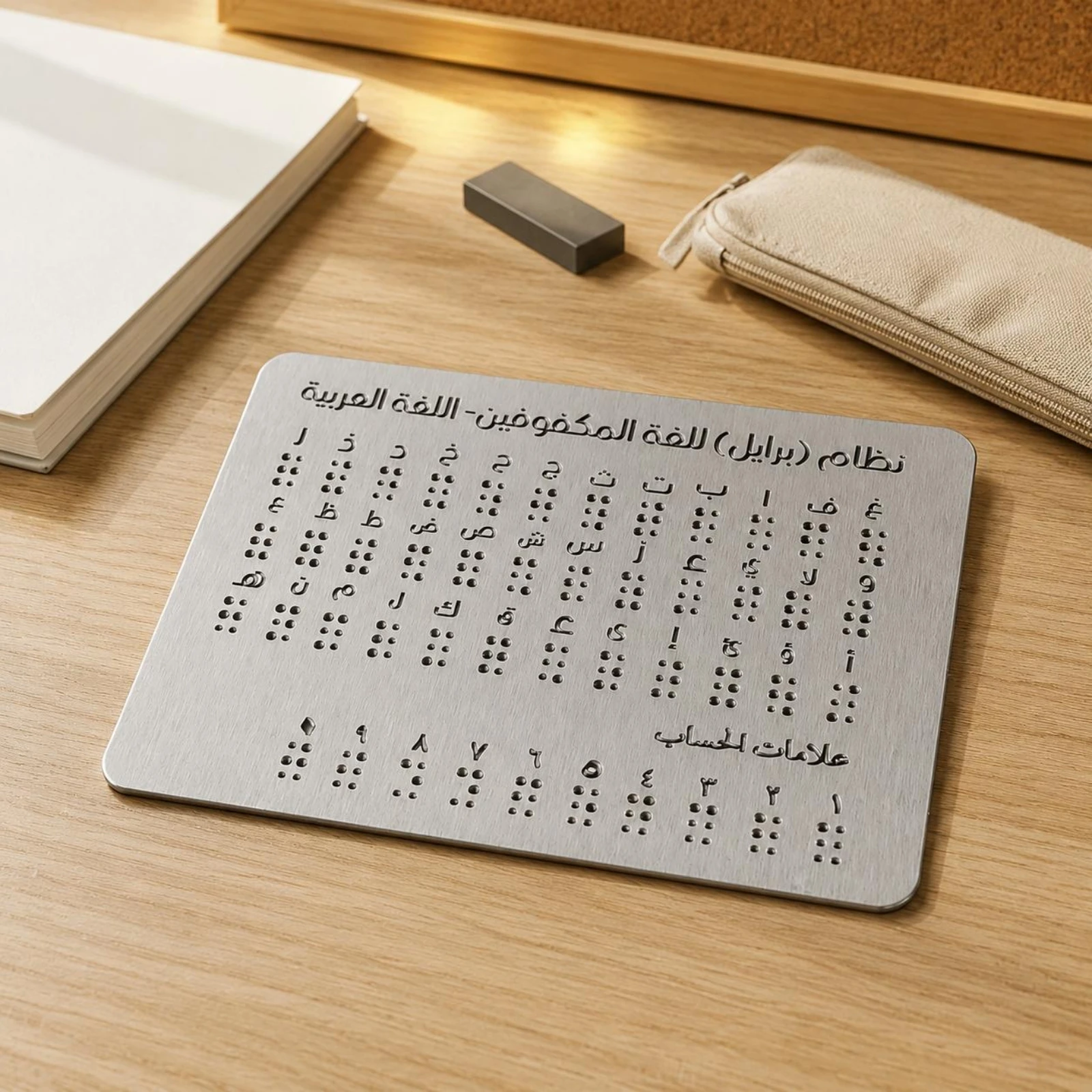Tactile Braille Learning Board Sturdy Portable Metal Braille Board School Aid Accurate Engraving Beginner-Friendly