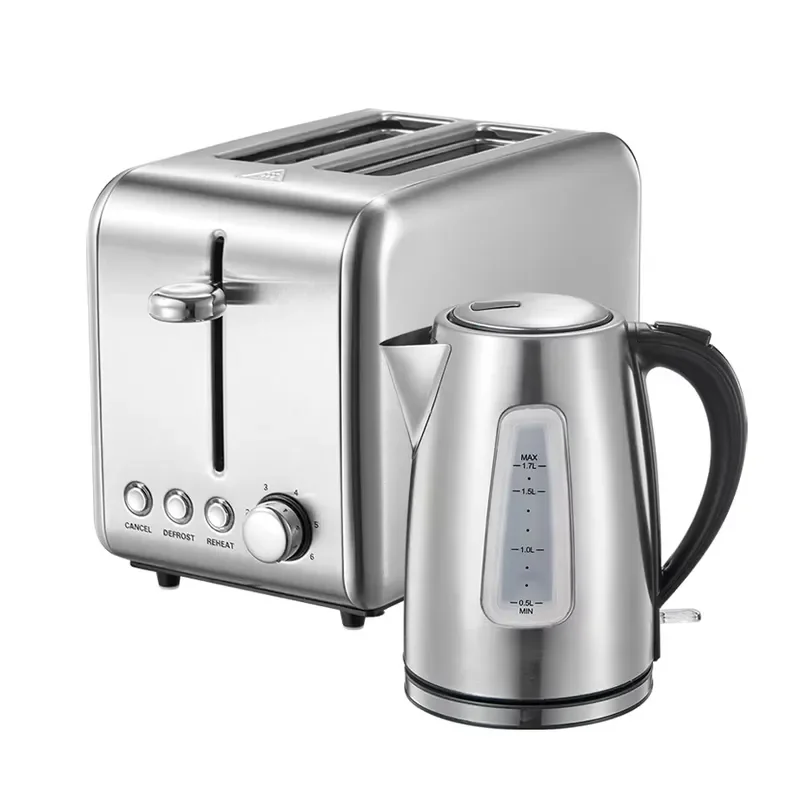 Vintage Toaster and Kettle Household Appliance Set Stainless Steel Electric Kettle and Toaster Set (3-piece set)