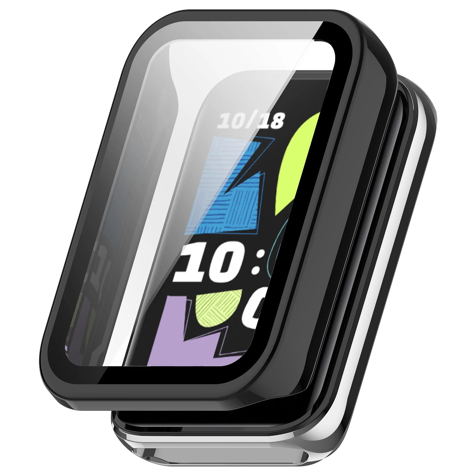 

Чехол для часов Honor Band 10, чехол для ПК WANLONFENG с защитной пленкой из закаленного стекла - черный