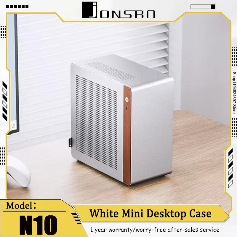 JONSBO N10/NV10 ITX Mini Desktop Case Black/White 3.3mm Aluminum Housing Black Walnut 1U FLEX Power Supply Portable Office Case