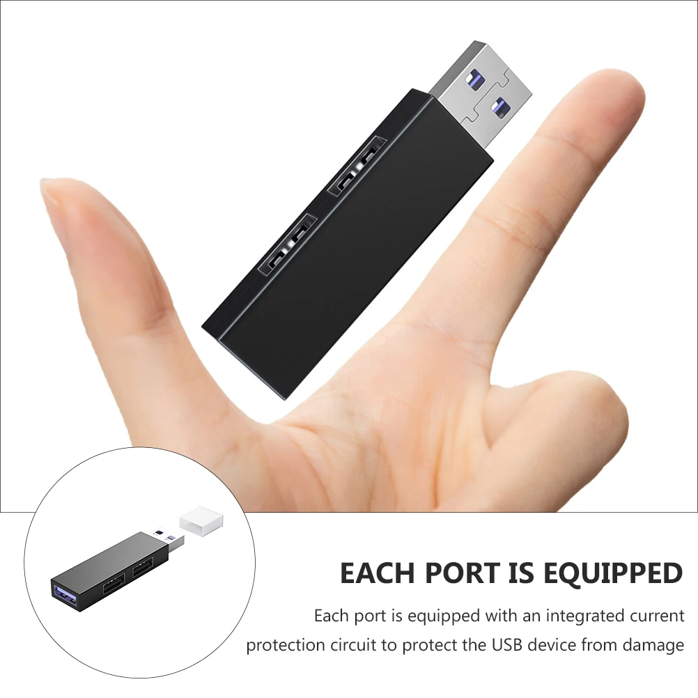

USB Hub Splitter Multiple Interfaces for Laptops 1 Port Charging Extension Mini Black Portable Lightweight Low Power