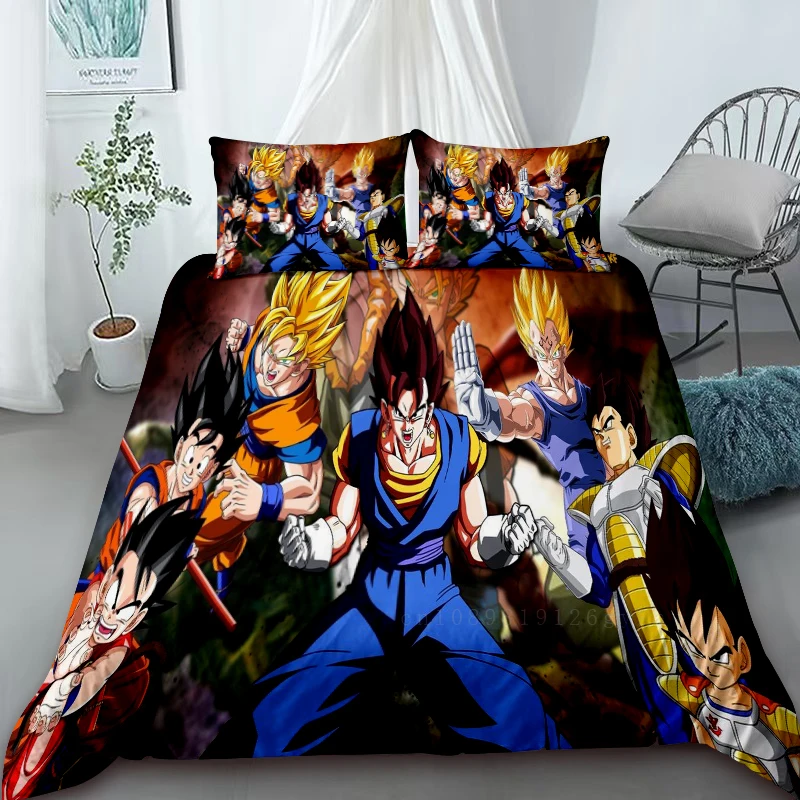 Housse de couette Dragon Ball, ensemble de literie Super Saiyan, dessin animé, chambre à coucher, maison, cadeaux de noël pour enfants