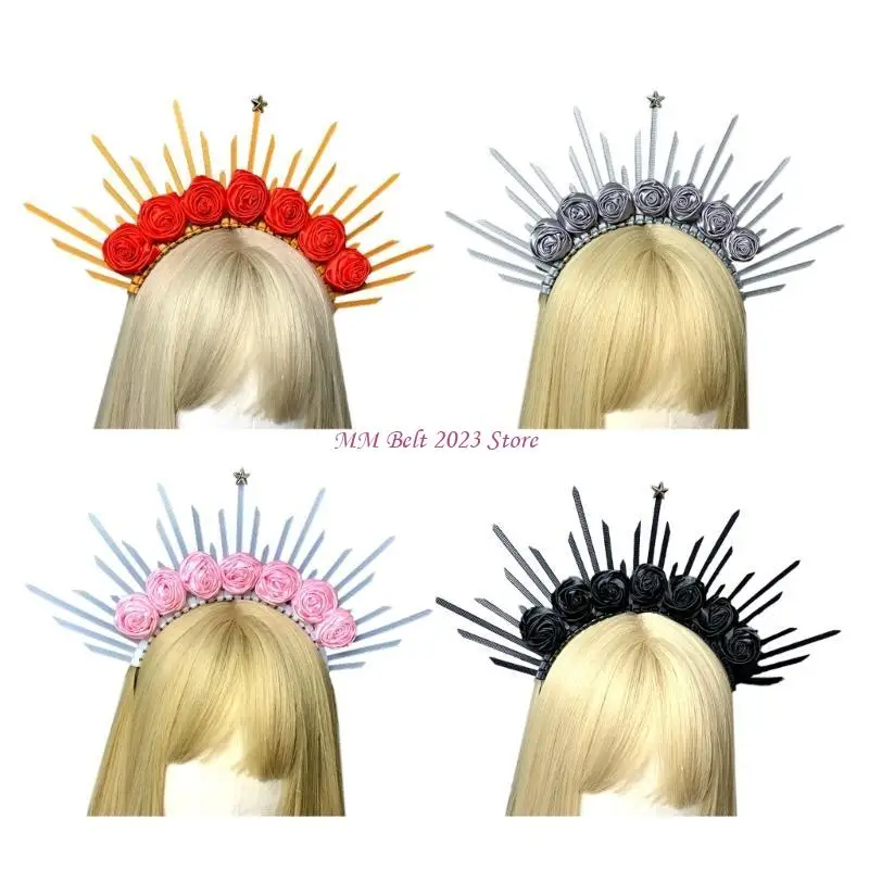 49ME Vintage-Stirnband für Gottheit, Damen, mit Stacheln, Kronprinzessin, Kopfschmuck, Party